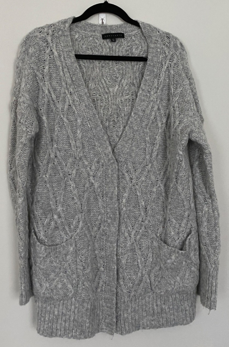 Anthropologie Sanctuary Gray Alpaca Tunic Length Chunky Oversized Cardigan XS
